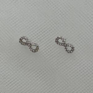 Pendientes infinito de plata rodiada con circonitas