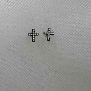 Pendientes de cruces con circonitas de plata negra
