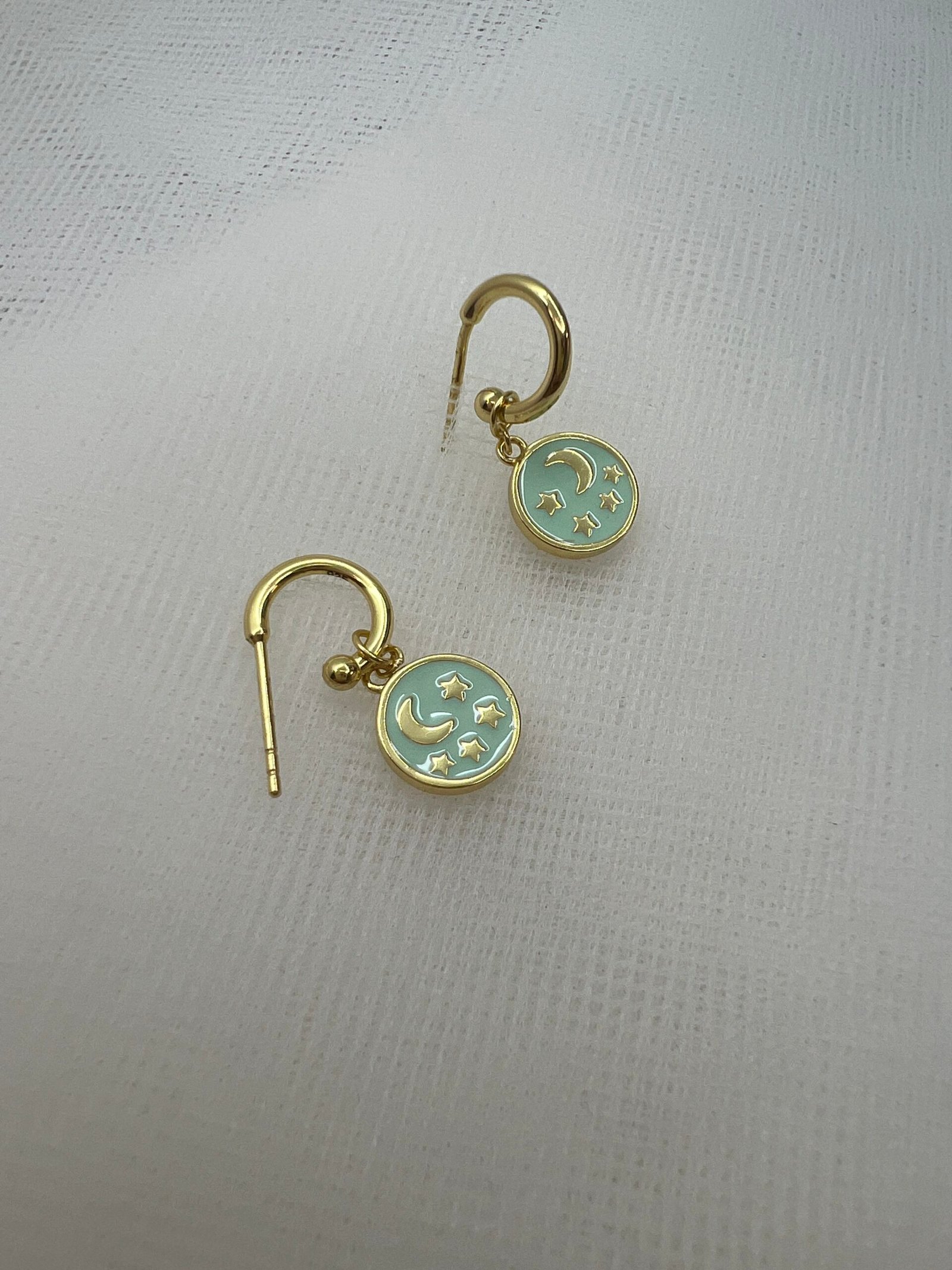 Pendientes plata chapados en oro amarillo aritos con colgantes de esmalte