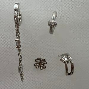 Pendientes de plata rodiados en oro blanco de circonitas