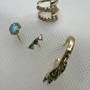 Pack de pendientes de plata chapada en oro amarillo de circonitas