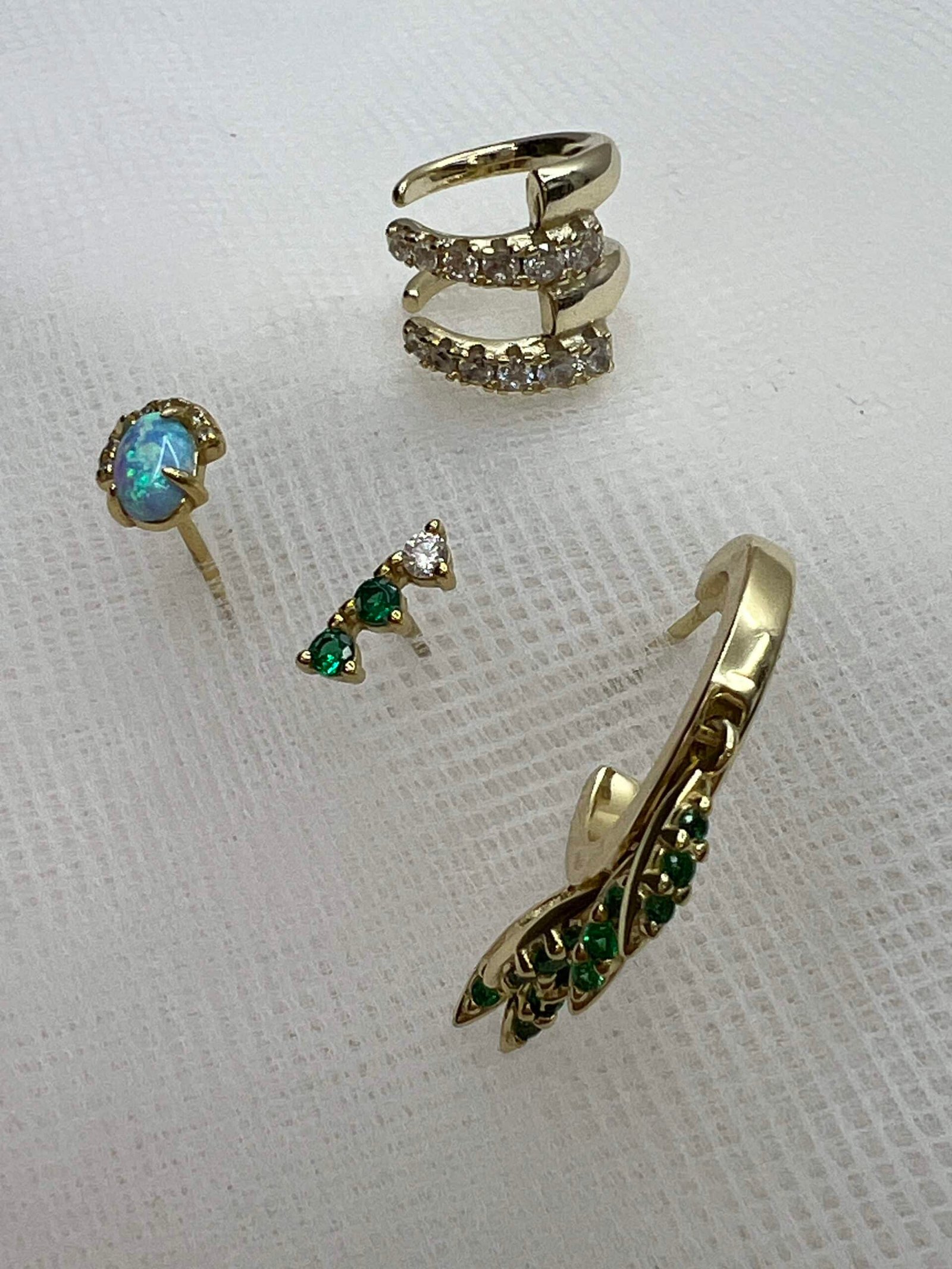 Pack de pendientes de plata chapada en oro amarillo de circonitas