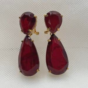 Pendientes de plata chapados en oro amarillo con rubis terbiun