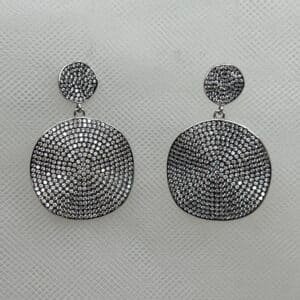 Pendientes de plata rodiada en oro blanco circulos con pave de circonitas
