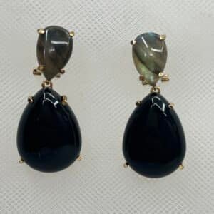 Pendientes de plata con piedras naturales chapados en oro amarillo