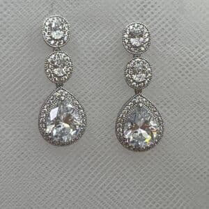 Pendientes de plata rodiados en oro blanco con circonitas