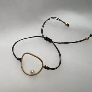 Pulsera de macramé y plata chapada en oro matizado