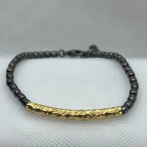 Pulsera de plata chapada en oro amarillo y plata envejecida