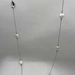 Collar de plata largo con perlas naturales