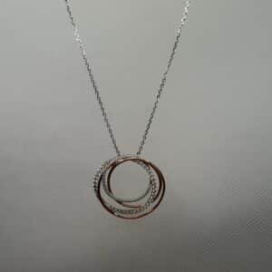 Collar de plata y plata rosa rodiado con circonitas