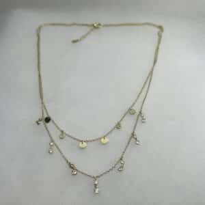 Collar de plata chapado en oro amarillo con colgantes y circonitas