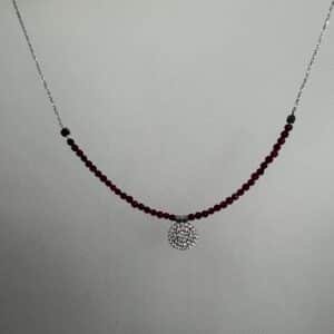 Collar de ágatas y colgante de plata y circonitas