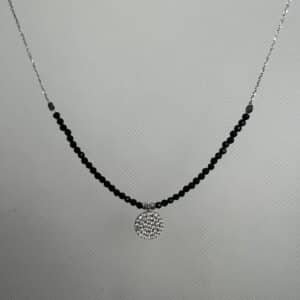 Collar de ágatas y colgante de plata y circonitas