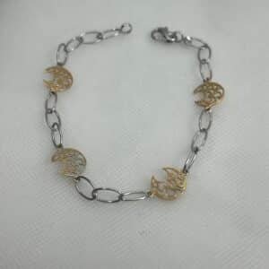 Pulsera con lunas de oro amarillo y eslabones de oro blanco.