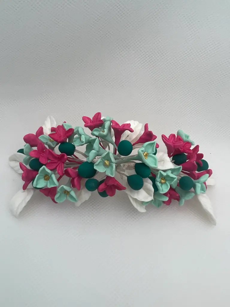 Tocado de flores de porcelana multicolor