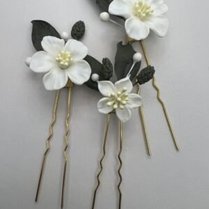 Tocado flores de porcelana