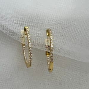 Pendientes aros de circonitas chapados en oro amarillo