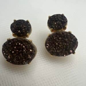 Pendientes boton doble de drusa natural