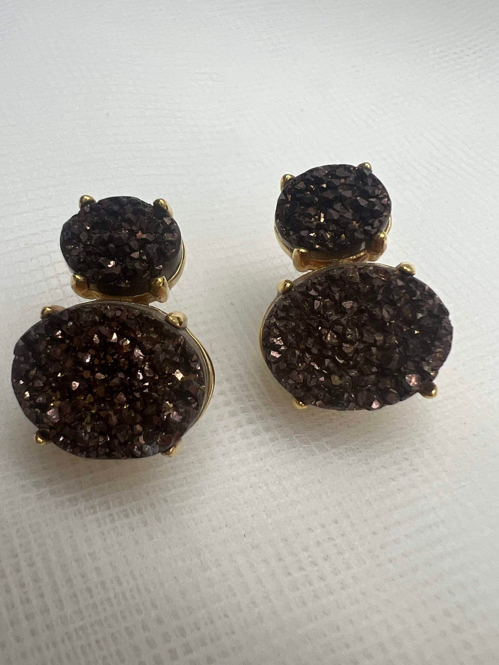 Pendientes boton doble de drusa natural