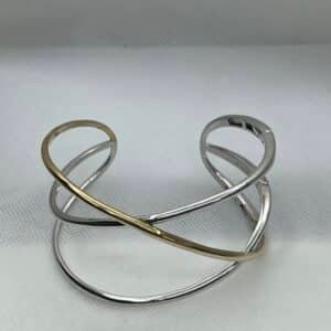 Esclava de plata rodiada y plata chapada en oro amarillo