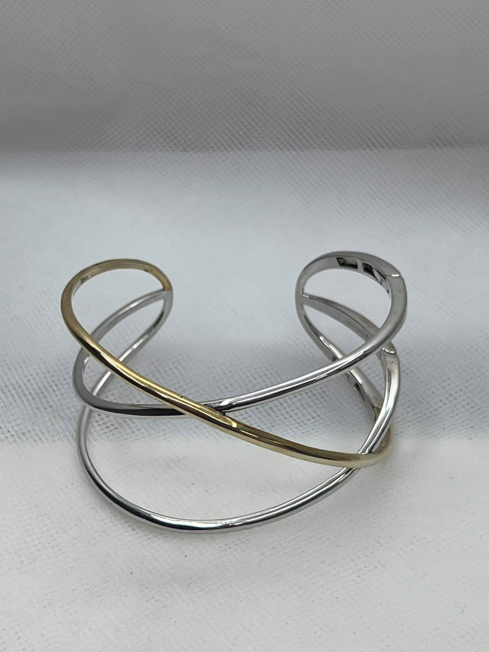 Esclava de plata rodiada y plata chapada en oro amarillo