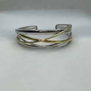 Pulsera de plata rodiada y plata chapada en oro amarillo