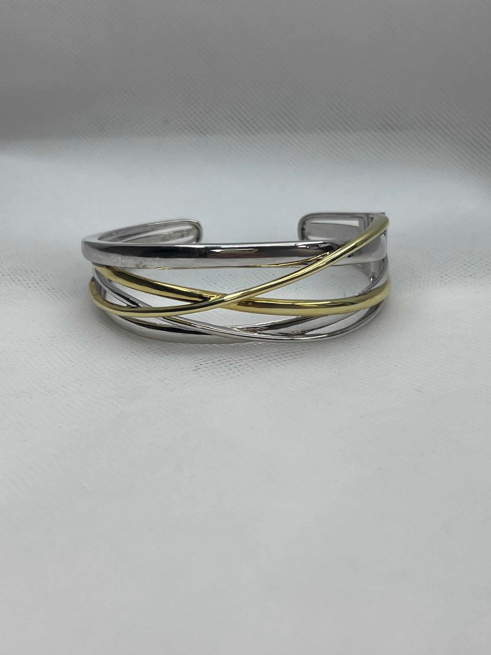Pulsera de plata rodiada y plata chapada en oro amarillo