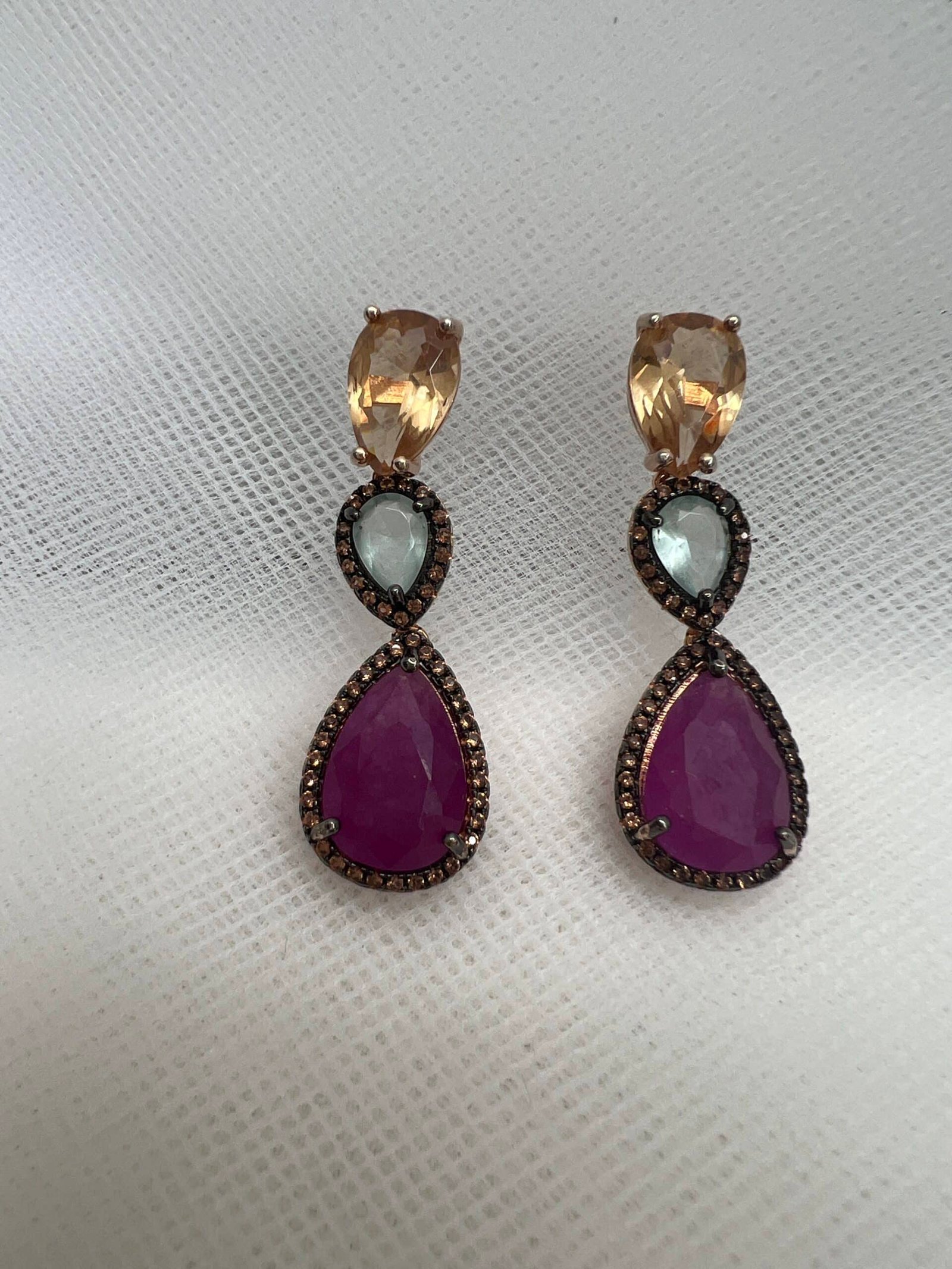 Pendientes de plata de oro rosa con circonitas