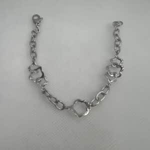 Pulsera plata eslabones y flores