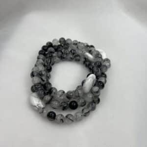 Pack de pulseras de agatas naturales y cuarzos elasticas.