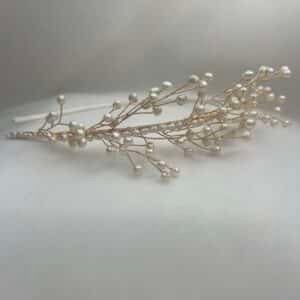 Diadema de ramilletes de perlas naturales