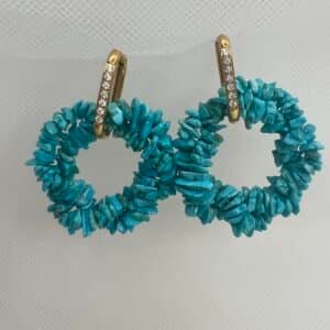 Pendientes de acero chapado en oro amarillo y turquesa natural.